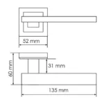 SHAPE, ручка дверная MH-38 SC/CP-S, на квадратной накладке, цвет - мат.хром/хром — изображение 2